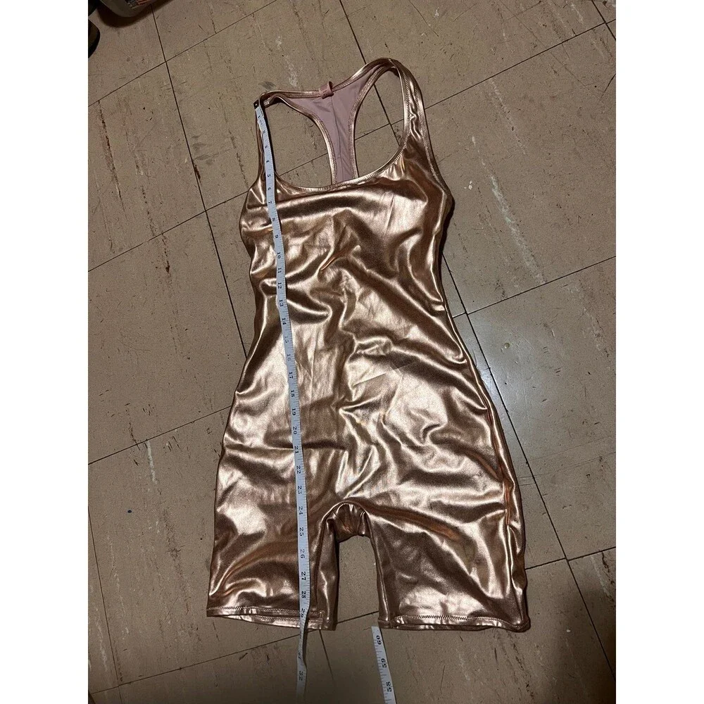 SKIMS METALLIC SWIM CYCLE SUIT